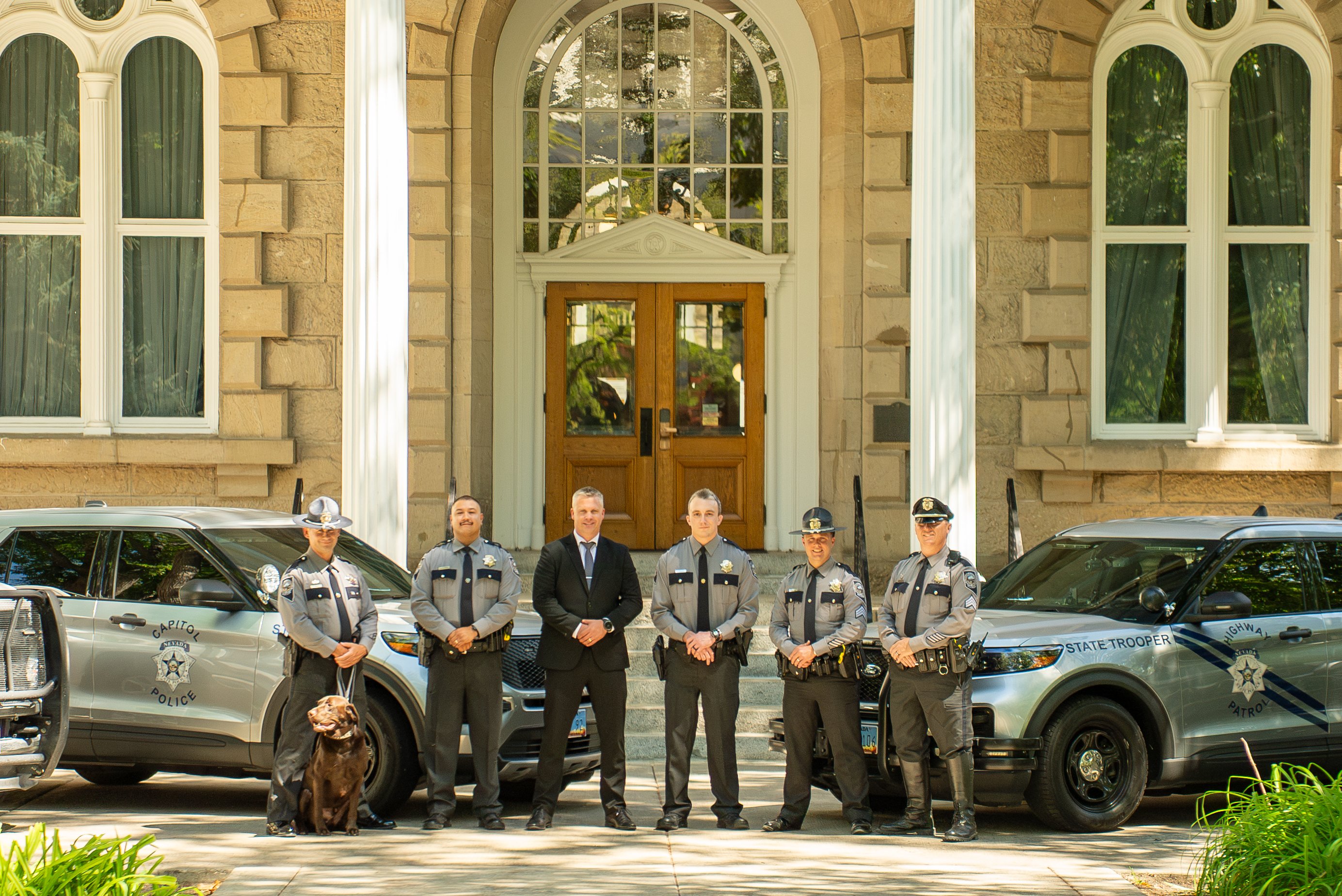 Nevada State Police in front of the Captiol Complex